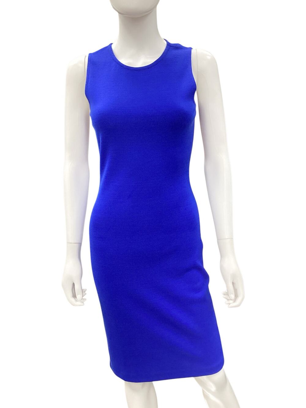 NWT St. John Dress Women’s Size 0 Fine Knit Sleeveless Hour Glass Cobalt Blue